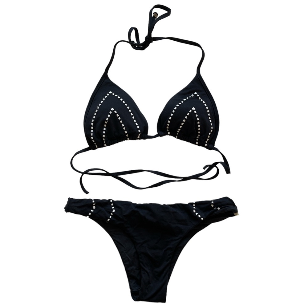 Seafolly black triangle bikini with white accent